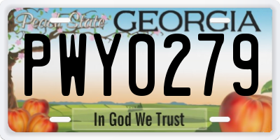 GA license plate PWY0279