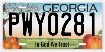 GA license plate PWY0281