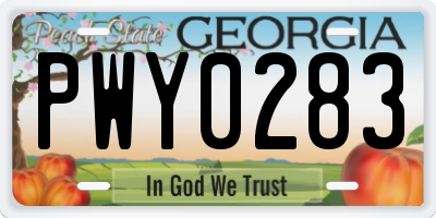 GA license plate PWY0283