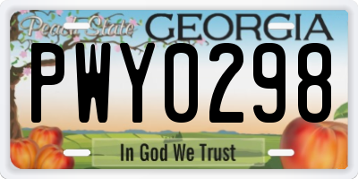 GA license plate PWY0298