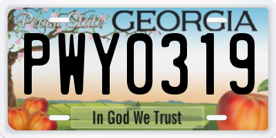 GA license plate PWY0319