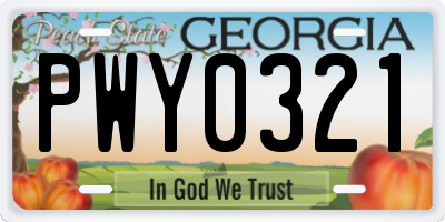 GA license plate PWY0321