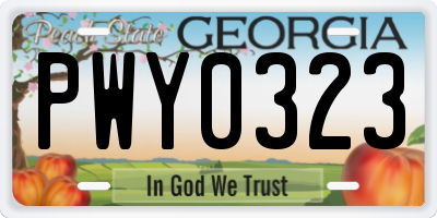 GA license plate PWY0323