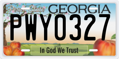 GA license plate PWY0327