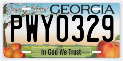 GA license plate PWY0329