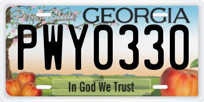 GA license plate PWY0330