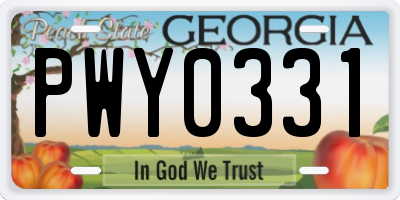 GA license plate PWY0331