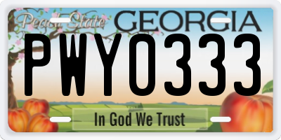 GA license plate PWY0333