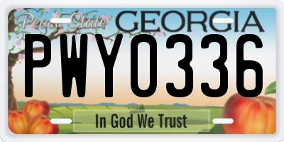GA license plate PWY0336