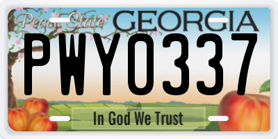 GA license plate PWY0337