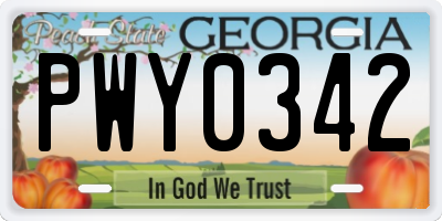 GA license plate PWY0342