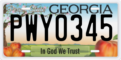 GA license plate PWY0345