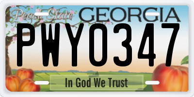 GA license plate PWY0347