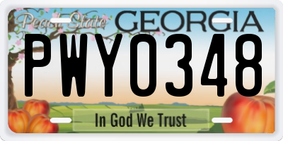 GA license plate PWY0348