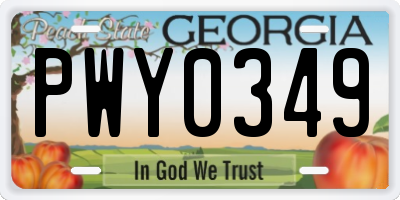 GA license plate PWY0349