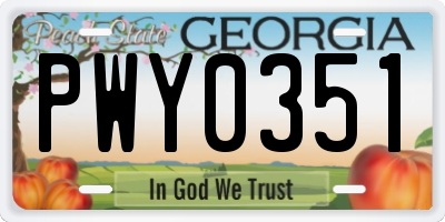 GA license plate PWY0351