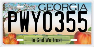 GA license plate PWY0355
