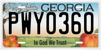 GA license plate PWY0360