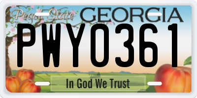 GA license plate PWY0361