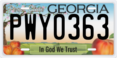 GA license plate PWY0363