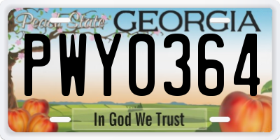 GA license plate PWY0364