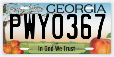 GA license plate PWY0367