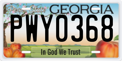 GA license plate PWY0368