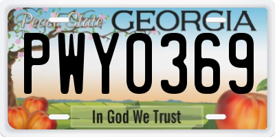 GA license plate PWY0369