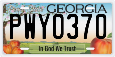 GA license plate PWY0370