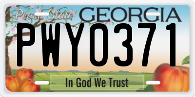 GA license plate PWY0371