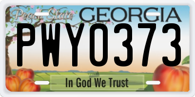 GA license plate PWY0373