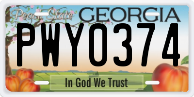 GA license plate PWY0374