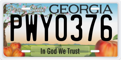GA license plate PWY0376