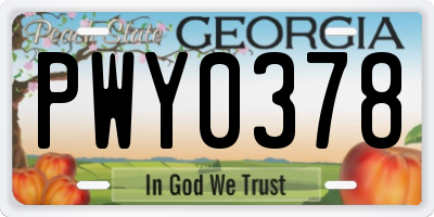 GA license plate PWY0378