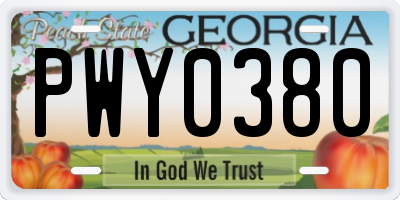 GA license plate PWY0380