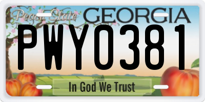 GA license plate PWY0381