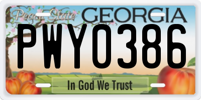 GA license plate PWY0386