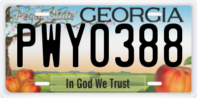 GA license plate PWY0388