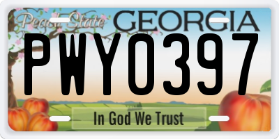 GA license plate PWY0397
