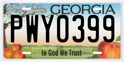 GA license plate PWY0399