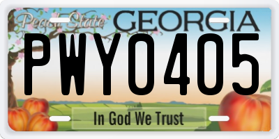 GA license plate PWY0405