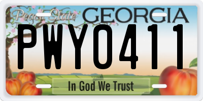 GA license plate PWY0411