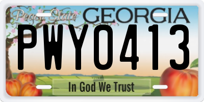 GA license plate PWY0413