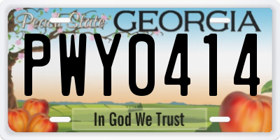 GA license plate PWY0414