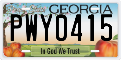 GA license plate PWY0415