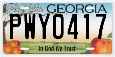 GA license plate PWY0417