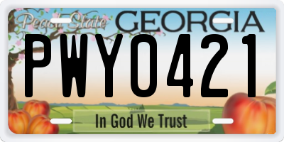 GA license plate PWY0421