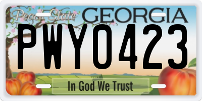 GA license plate PWY0423