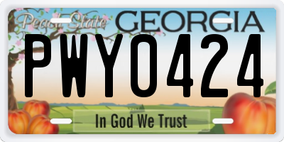 GA license plate PWY0424