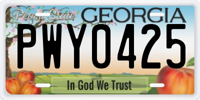 GA license plate PWY0425